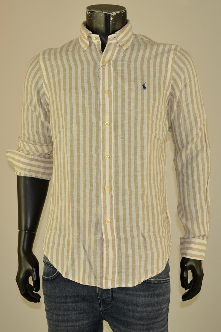 Hemd Linen Stripe Coastal Beige