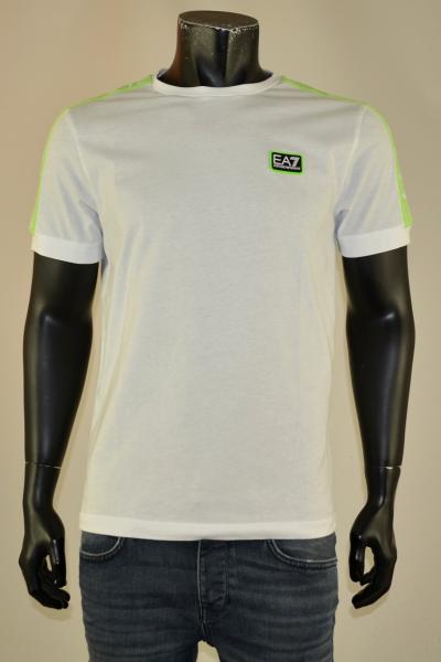 T-shirt White Strip Fluo Green