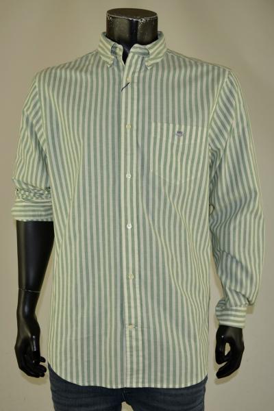 Hemd Cotton Linen Stripe Kalamata Green